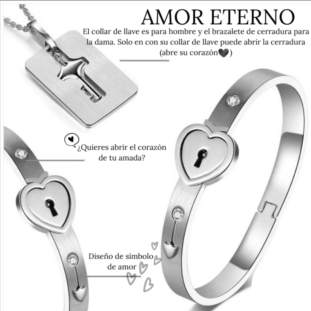 PRODUCTO EXCLUSIVO SET DE JOYERIA AMOR VERDADERO: CADENA + PULSERA ACERO INOXIDABLE